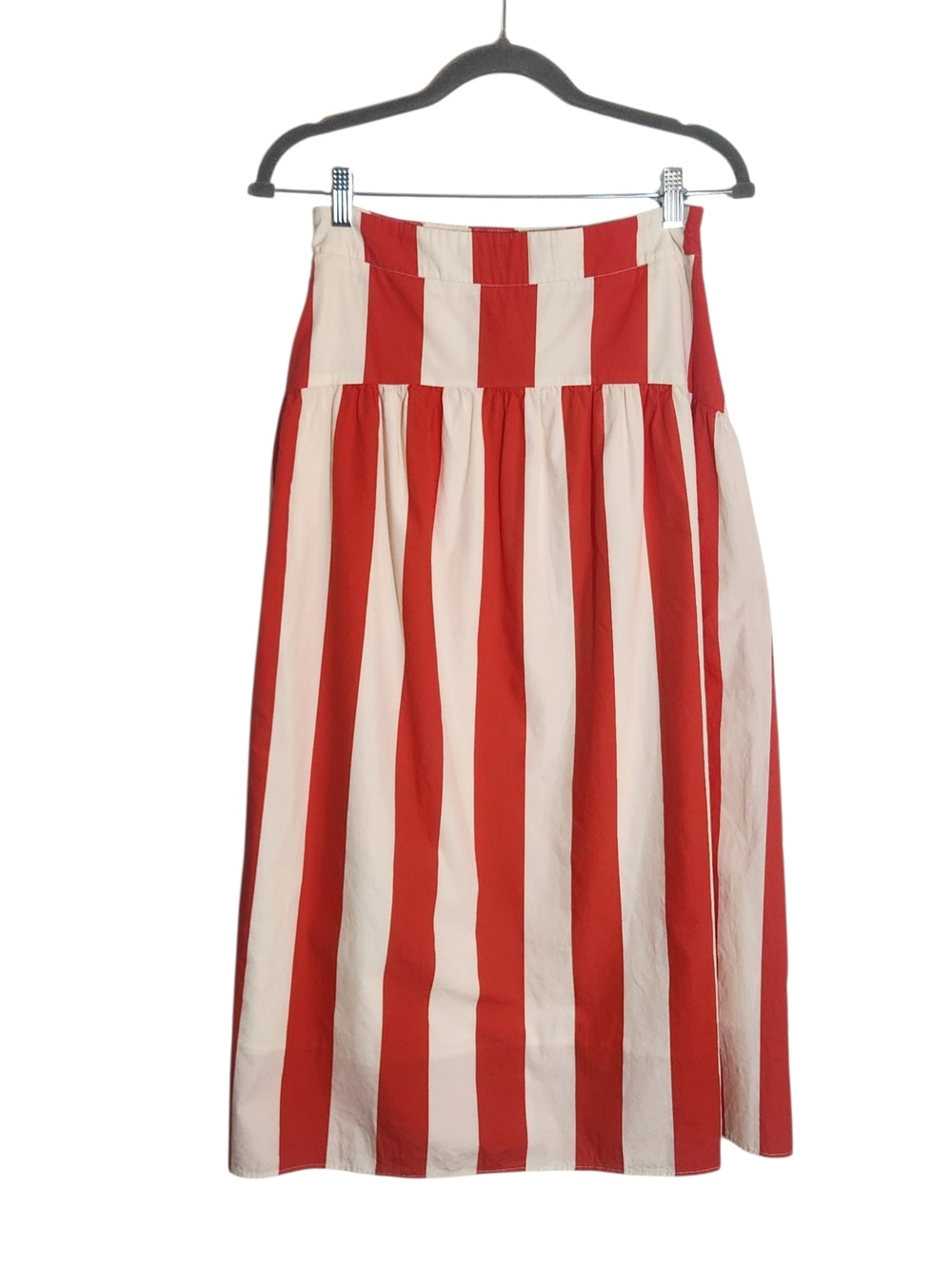 Avara Red and Cream Stripe Midi Skirt Size Small